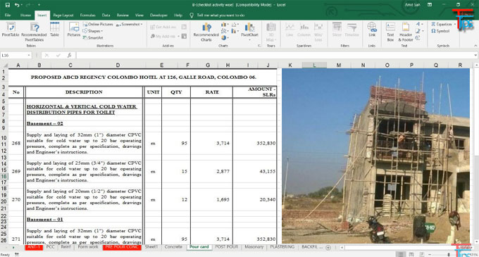 The details about bills of quantities