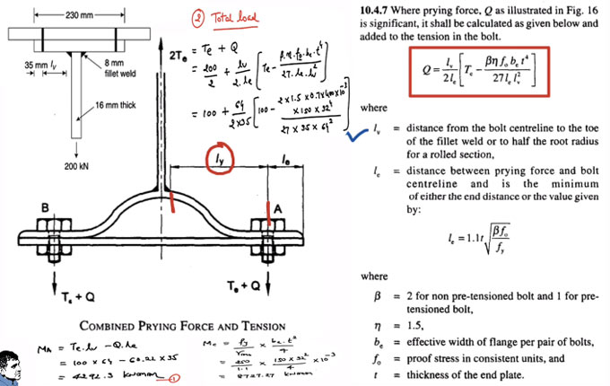 How to measure prying force in bolted connection
