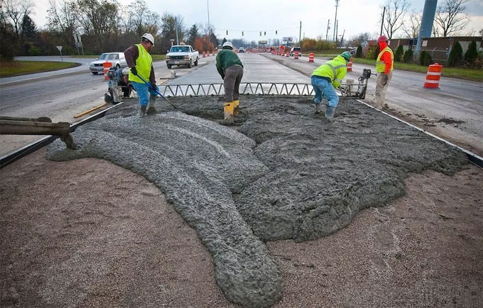 Construction method of cement concrete road