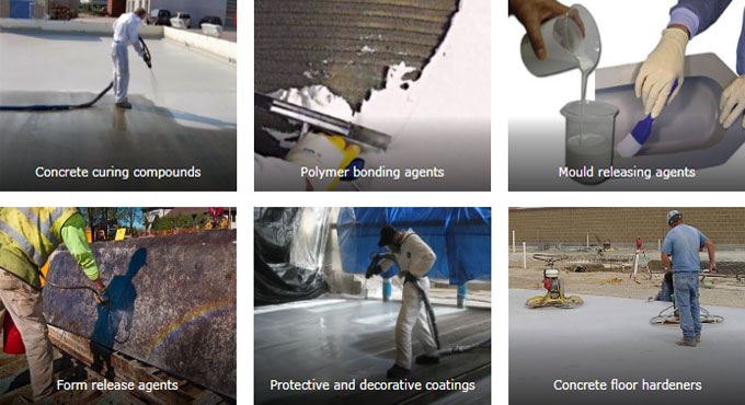 Various types of construction chemicals