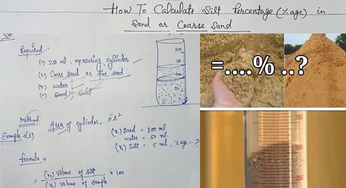 How to measure the volume of silt content in sand