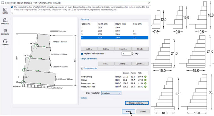 How to design a gabion retaining wall with Tekla Tedds