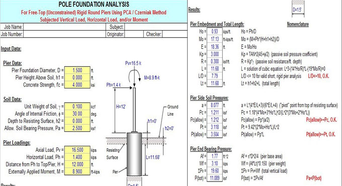 POLEFDN ? A excel based construction program for pole foundation analysis
