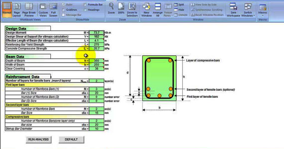 Demo of Reinforced Concrete Beam Design Spreadsheet