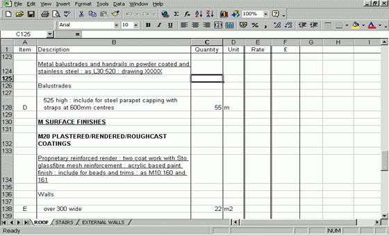 Preparation of Bill of Quantities