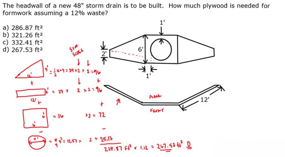 Construction-Find the Amount of Formwork Needed