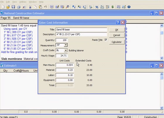 A brief introduction to National Construction Estimator