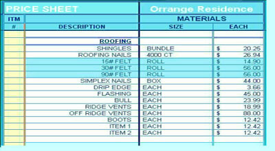 Quantity-take-off Sheets