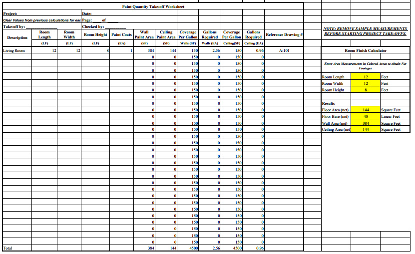 General Cost Estimating Sheet